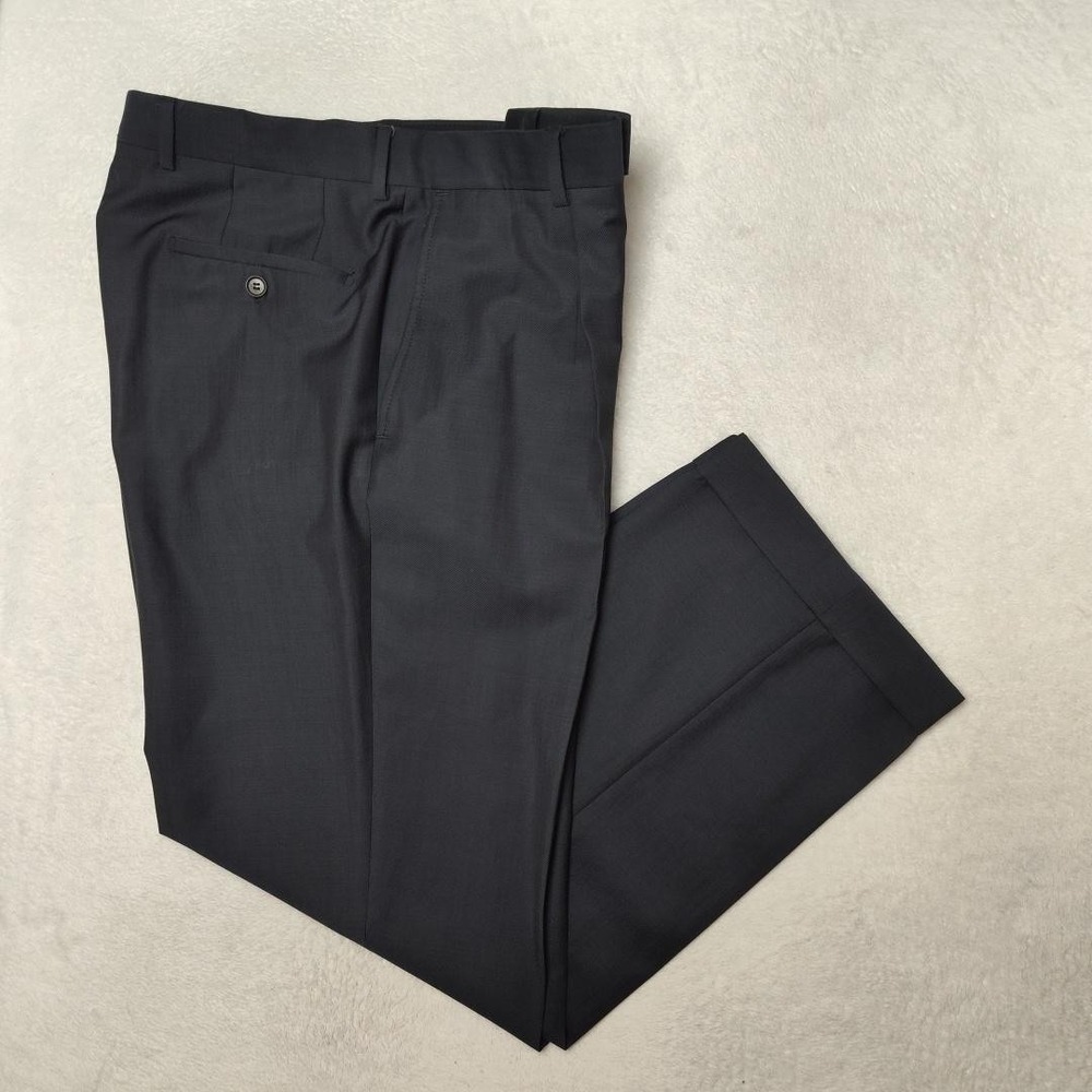 Hugo Boss Pants Mens 34x30 Gray Wool Polyester Pleated Dress Slacks Work Trouser